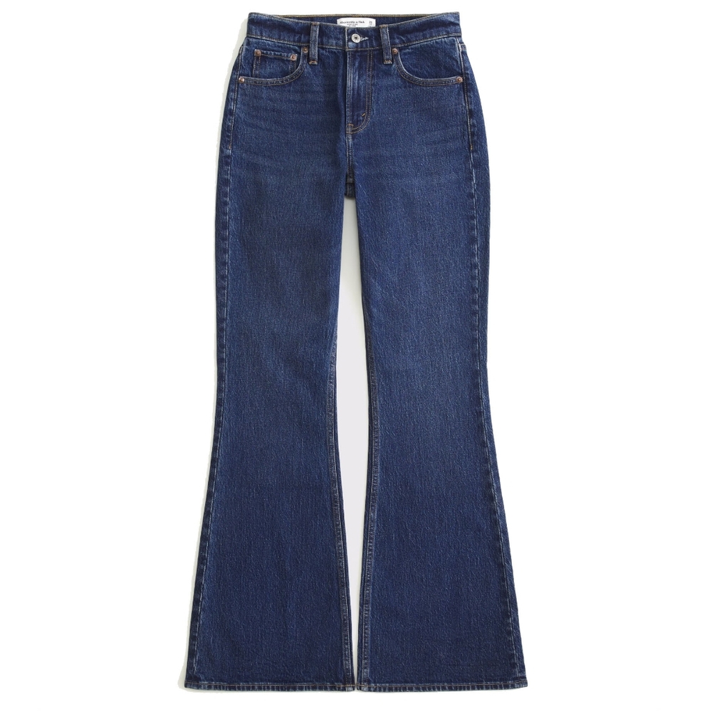 Abercrombie & Fitch Curve Love High Rise Flare Jeans Denim Blue